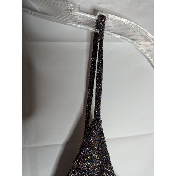 NWT EXPRESS Black Rainbow SPARKLE Tank Top Y2K Whimsigoth Glitter Retro Sz S - Picture 3 of 8
